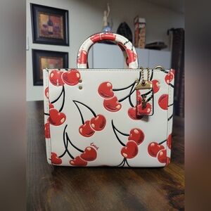 Coach Rouge 17 Red Cherry Print Leather Bag